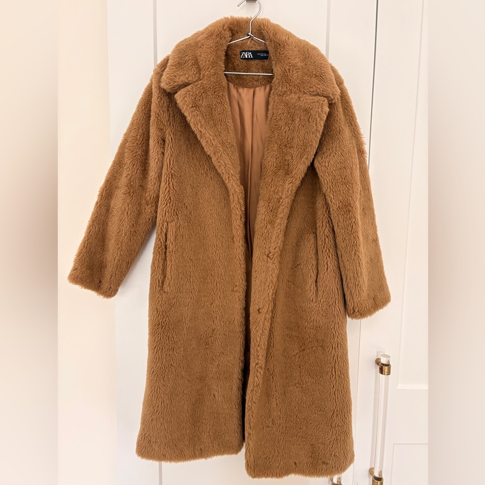 Zara Women's Cozy Tan Teddy Jacket
